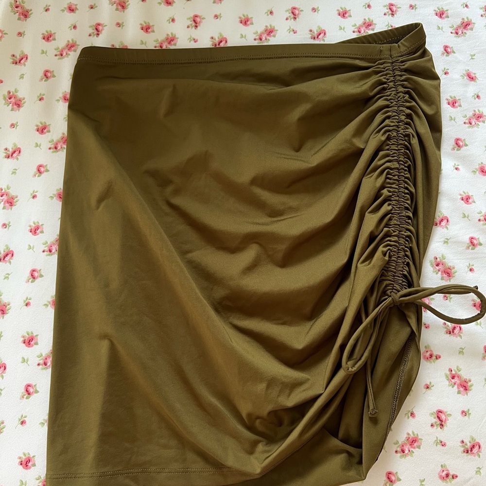 Zara Asymmetrical Olive Green Ruched Top/skirt